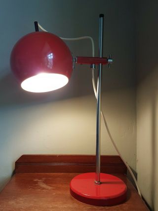 Vintage 1970s Space Age Table Or Desk Lamp Red Ball Lamp Retro