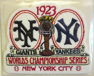 1923 WORLD SERIES PATCH CARD Willabee & Ward YORK YANKEES vs YORK GIANTS 2