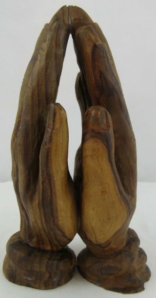 Vintage Hand Carved Holy Land Religious Olive Wood Praying Hands