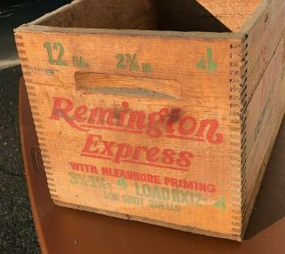 Vintage Remington Wood Wooden Box Crate Ammo Box Express Extra Long Range 12 Ga