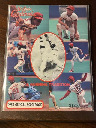 1985 St.  Louis Cardinals Official Scorebook Ozzie Smith & Willie Mcgee On Cover