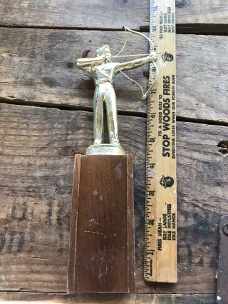 Vintage Archery Trophy Parts Wood Metal Longbow Gold Color