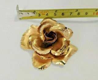 Stunning Vintage Signed Lisner Gold Tone 3d Rose Pin Brooch Estate Flower Petals