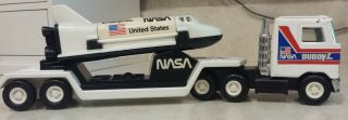 Vintage Buddy L Nasa Mack Truck & Trailer With Space Shuttle Enterprise