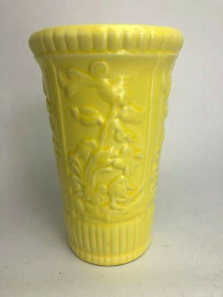 Vintage Vase Yellow Made In The Usa Ceramic Pottery 8 " Tall
