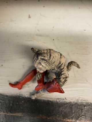 cold painted bronze figure of Puss in Boots Cat Cleaning Boots After Bergman 3