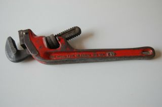 Vintage Rigid Heavy Duty E 12 " Pipe Wrench The Ridge Tool Co.  Elyria Ohio Usa