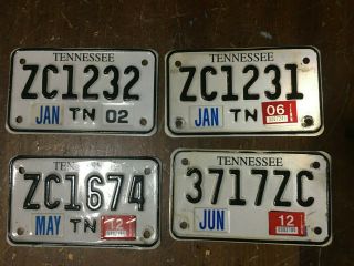 Set Of 4 - Tennessee Motorcycle Cycle License Plate Tags
