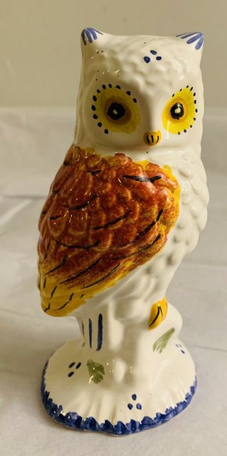 Vintage Signed Quimper Pottery Owl Sculpture Figurine France Us