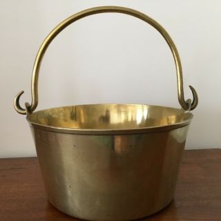 Victorian Brass Jam/preserving Pan Heavy Gauge With Brass Handle Weight 4.  8kg