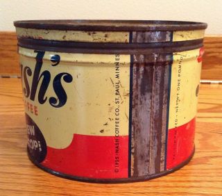 Vintage 1 LB Nash ' s Coffee Tin,  Coffee Can,  Key Wind,  Fine Grind St.  Paul MN 2
