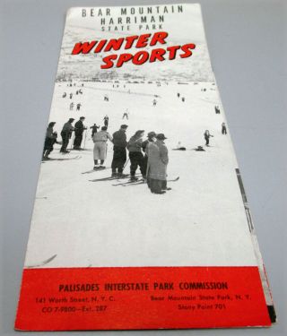 Vtg 1940s Travel Brochure Bear Mountain Harriman State Park,  Ny,  Winter Sports "