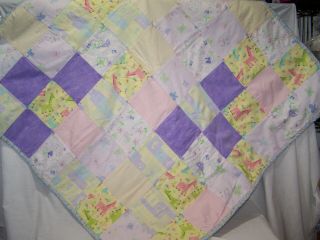 Baby Crib Blanket Quilt Vintage Handmade Soft Warm Pastel Butterflies 40 X 42