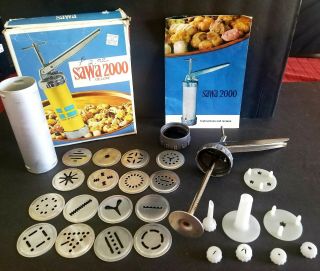 Sawa 2000 Deluxe Cookie Press Gun Made In Sweden Vintage Complete With Orig.  Box