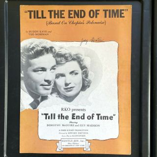 1946 Dorothy Mcguire Vintage Film Sheet Music Till The End Of Time Guy Madison