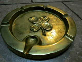 Vintage Mcm Virginia Metalcrafters Heavy Brass Ashtray Large 8 1/2 " 3 - 74