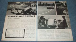 1970 Lamborghini Miura S Vintage Road Test Info Article " An Exercise In Auto Art