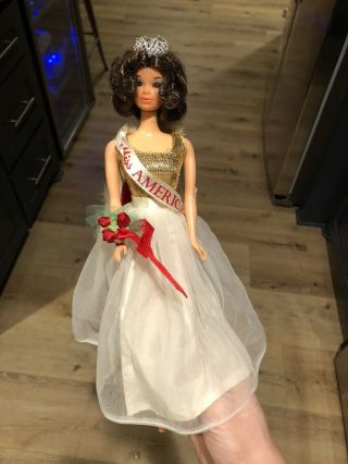 Vtg Barbie Walk Lively Miss America Mod Brunette Steffie Doll Mattel