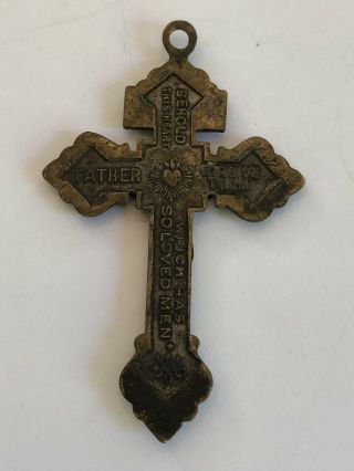 Vintage Brass Crucifix Cross Pendant - JESUS NAZARENUS REX JUDӔORENUM 2
