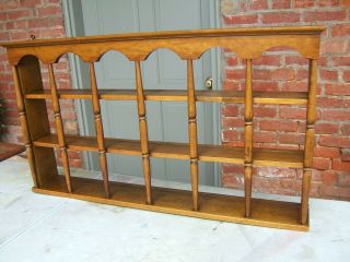 Vintage 3 Tier Wood Wall Shelf 36 " X 20 " Wood Spindles Tea Cup Knick Knacks