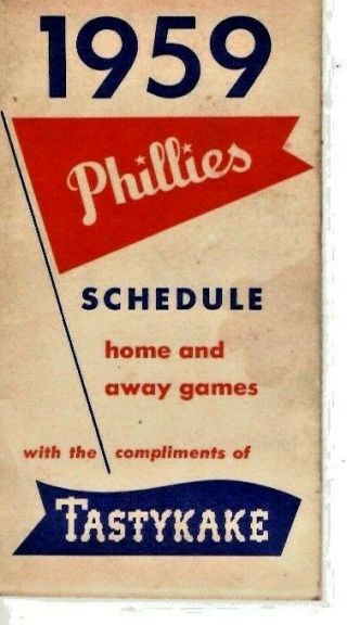 1959 - Philadelphia Phillies - Pocket Schedule - Very Good