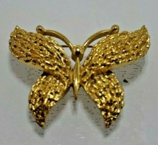 Vintage Signed Trifari Gold Tone Butterfly Brooch Pin Rare