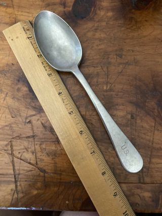 Vintage Us Military Stainless Steel Serving Spoon Stamped Silco 8.  25”