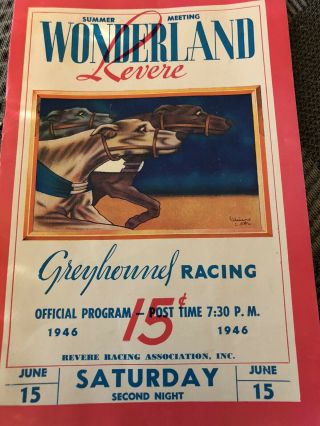 1946 Wonderland Greyhound Program 2nd Night Of The Meet
