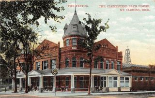 Mt Clemens Mi 1907 - 08 View Of The Long Gone Clementine Bath House Vintage 592