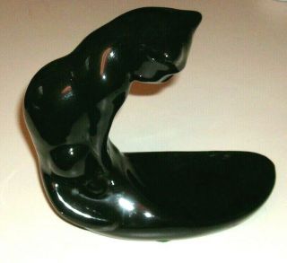 Vintage Haeger Ceramic Black Cat Fish Bowl Holder