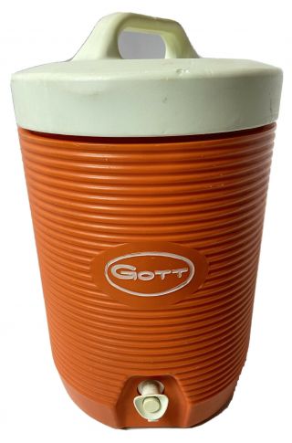 Vintage Orange Gott 2 Gallon Cooler Water Cooler Camping Drinking Team Sports
