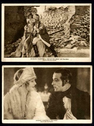Vintage Rudolph Valentino Vilma Banky Two (2) Uk Postcards 1920 