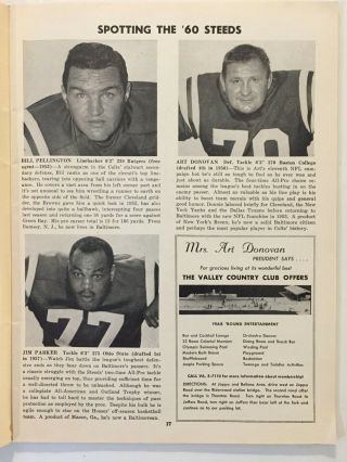 Vintage 1960 NFL Baltimore Colts vs Los Angeles Rams Program - - Memorial Stadium 2