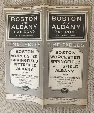 Boston And Albany Railroad (york Central Lines) 4/27/30 Public Timetable