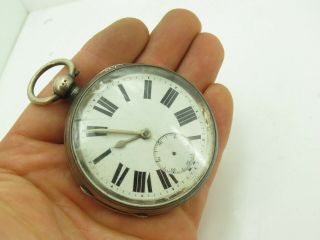 Antique Chester Sterling Silver Open Face Key Wind Pocket Watch