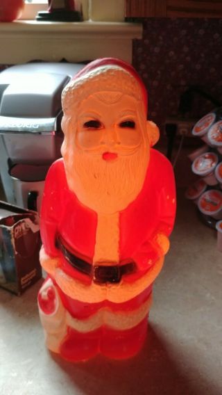 Vintage Older Union Products App 12 " Blow Mold Lighted Santa Claus Figurine