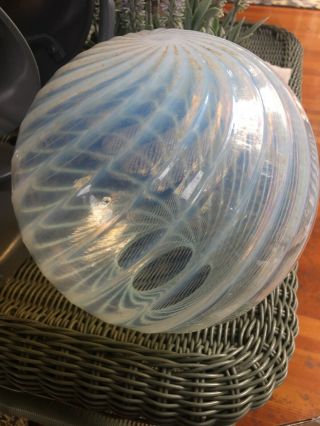 Antique Vintage Spiral Opalescent Swirl Glass Globe Lamp Shade
