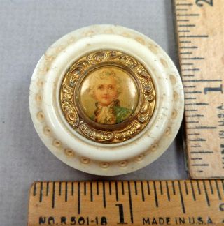 Lithograph Antique Button,  1800s Dandy Man 