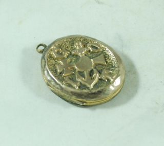 Antique 9ct Rose Gold Fronted Faith Hope & Charity Locket Pendant 2.  4cm X 3cm