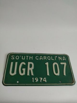 1974 South Carolina Sc License Plate Tag Ugr - 107 Vintage