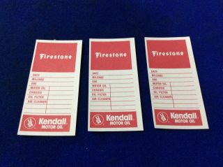 Vintage,  Firestone Tires And Kendall,  Oil Change Reminder Stickers,  Oil Can