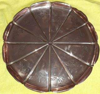 Vintage W.  A.  S.  Benson Copper Round Tray Size 11.  5 Inches