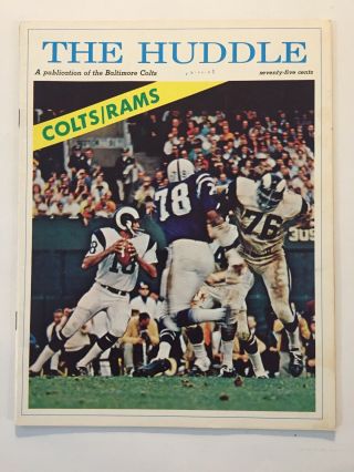 Vintage 1969 The Huddle Program,  Baltimore Colts Vs Los Angeles Rams - J.  Unitas