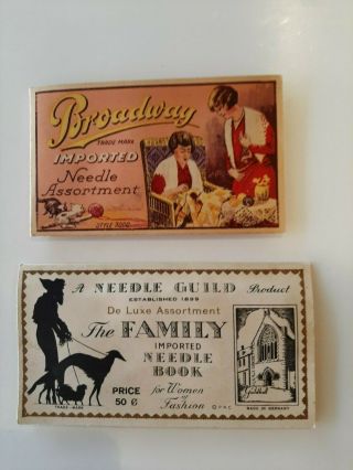 Two Vintage Needle Packs,  The Family Needle Book And Broadway Assortment,  1930 