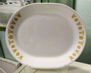 Vintage Corelle Yellow Butterfly Gold 12 " Oval White Serving Platter Plate