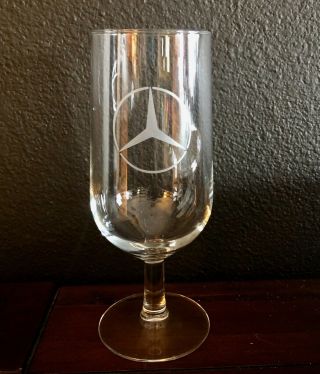Mercedes Benz Etched Logo 10 Oz.  Stemmed Wine Glass Vintage