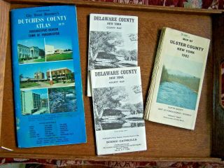 4 State Of York Vintage Maps - Ulster Co,  2 Delaware Co,  Dutchess County
