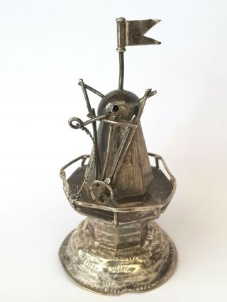 Antique Hand Made Solid Silver Lighthouse Pepper/salt Pot Ornament - Circa 1910