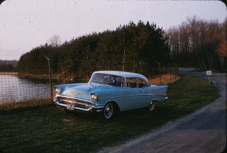 Orig 35mm Kodachrome Slide - Chevy Chevrolet Sedan Circa 1958 7 Vintage Old Car