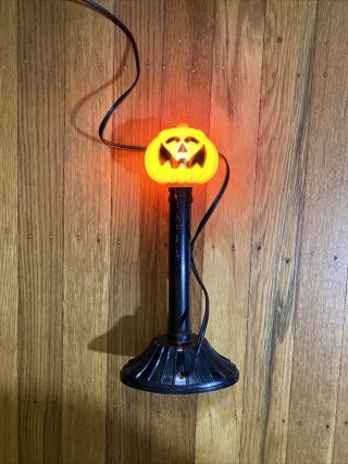 Vintage Halloween Plastic Blow Mold Light Jack O Lantern Pumpkin Candle Lamp 10”